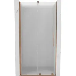 Mexen Velar Schiebetüren 120 cm - Mattiertes Glas in gebürstetem Kupfer - Elegante Schiebetüren mit 8 mm dickem, gehärtetem Glas und mattem Eisblumen-Design. Ideal für stilvolle Badezimmerlösungen, die Platz sparen und modern wirken.