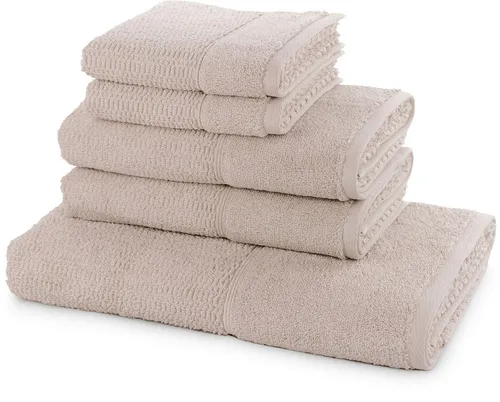 Möve for frottana Handtuch Set Pearl - 5tlg. in Beige - Hochwertiges Walkfrottier Handtuch Set, bestehend aus 2 Gästehandtüchern, 2 Handtüchern und 1 Badetuch. Mit 500 g/m² besonders saugfähig und pflegeleicht bei 60°C.