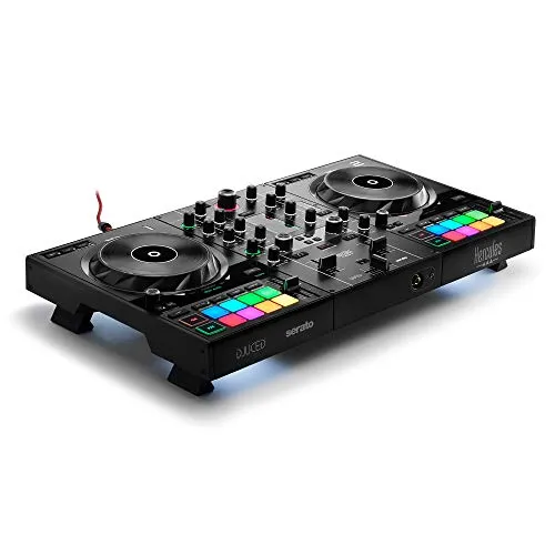 Hercules DJControl Inpulse 500 - 2-Deck DJ-USB-Controller für Serato DJ Lite und DJUCED, mit integrierten Audioschnittstellen und RGB-Pads für kreative Mixe