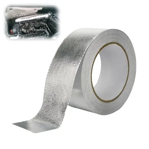 Hitzeschutzband Auspuff 10m X 5cm,Auspuffband,Auspuff Dichtband Selbstklebend Hitzebeständig Reparaturband,Exhaust Auspuffdichtung,Aluminium Klebeband für Schlauch und Auto Motorrad Krümmer