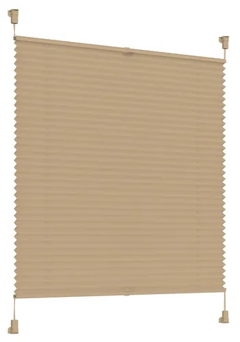 Plissee beige 105 x 160cm Easyfix verspannt - Jalousien & Rollos, schnurloses Plissee für Flügelfenster, einfach zu montieren und individuell verstellbar für optimalen Lichtschutz.