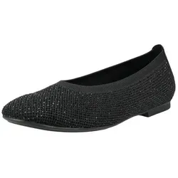 Gabor Damen Klassische Ballerinas in Schwarz mit Glitter - Elegante Ballerinas für jeden Anlass, aus hochwertigem Lack mit flacher Sohle. Ideal für komfortable Ausgänge und stilvolle Auftritte.