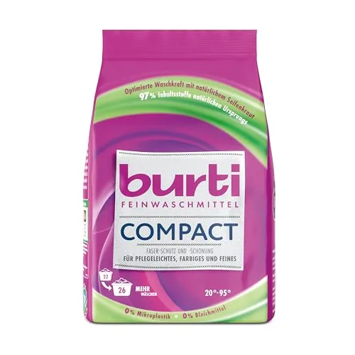 burti COMPACT Waschmittel Pulver – Waschpulver & Feinwaschmittel für bunte, feine Wäsche - Fleckenentferner mit Farb- & Faserschutz – ca. 26 Wäschen