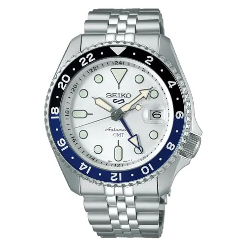 Seiko SSK033K1 - 5 Sports Automatik GMT Armbanduhr, wasserdicht bis 10 bar mit manueller Aufladung und GMT-Zeiger