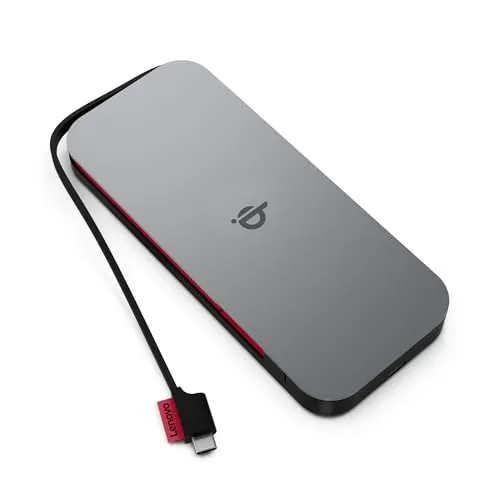 Lenovo GO - USB-C Powerbank 10000 mAh - Powerbank mit 10.000 mAh, kabelloses Qi-Laden und bis zu 15 W Energie für Ihre Geräte – ideal für mobiles Arbeiten ohne Kabelgewirr.