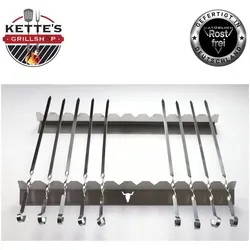 Kette´s Grillzubehör Grillspieß - Edelstahl Spießaufsatz für perfekten Grillgenuss - Grillspieße aus rostfreiem Edelstahl, ideal für Fleisch, Gemüse, Fisch und Käse. Kein Ankleben, spülmaschinengeeignet und passend für Gas- und Holzkohlegrills.