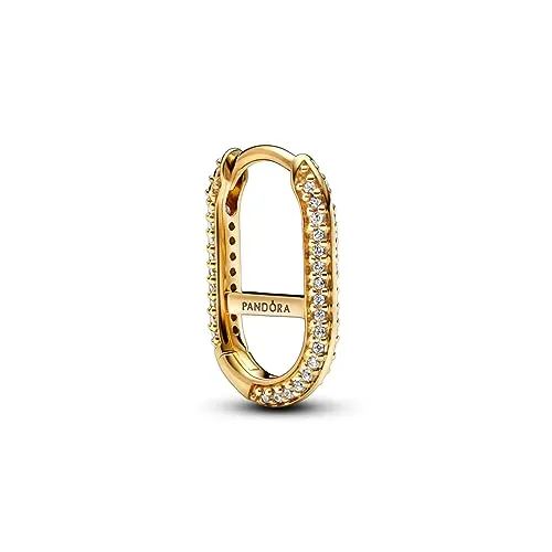 PANDORA ME Pavé Link-Ohrring aus 14 Karat vergoldeter Metalllegierung mit Cubic Zirkonia, Kompatibel mit PANDORA ME, Höhe: 17mm, 269682C01