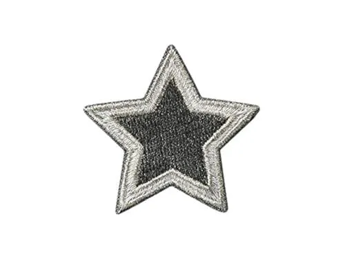 Bügelbild Applikation Aufnäher Patch Flicken Stern silber grau 4,0 cm