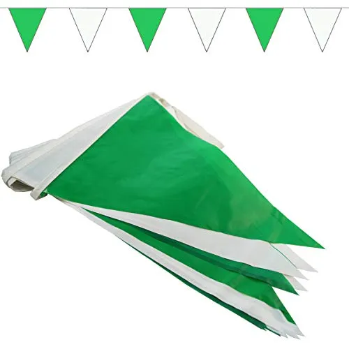 Goodymax® Wimpelkette 10 m Grün Weiß – Perfekte Dekoration für jede Feier - Die Goodymax-Wimpelkette ist ideal für Gartenpartys, Geburtstage und Feste. Mit 20 robusten Wimpeln aus wasserfester Folie und einer Gesamtlänge von 10 Metern sorgt sie für festliche Stimmung, drinnen und draußen.