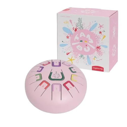 TAMBÚ Trommel, Stahlzunge Trommel, 8 Zoll, 11 Noten, Handpan, Metall-Perkussionsinstrument (Rosa)
