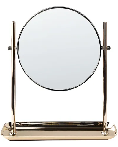 BELIANI Kosmetikspiegel in Gold – Doppelseitiger Tischspiegel mit Vergrößerung - Eleganter Kosmetikspiegel aus robustem Eisen, ideal für Ihre Beauty-Routine. Mit 360° Drehfunktion und praktischer Ablage für Zubehör. Pflegeleicht und langlebig.