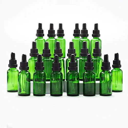 YIZHAO Pipettenflasche 30ml Grün, Apothekerflasche mit Pipette Glas, für Ätherisches Öl, Aromatherapie, Massage, Düfte, Labor, Kosmetik, Reisen – 24 Pcs