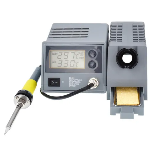 Lötstation ZD-931 mit digitaler Temperaturregelung - Präzise Lötstation mit einstellbarer Temperatur von 150 bis 450 °C. Ideal für präzise Lötarbeiten, inklusive Lötkolbenhalter und 1,2 m Netzkabel. Schnell einsatzbereit und benutzerfreundlich.