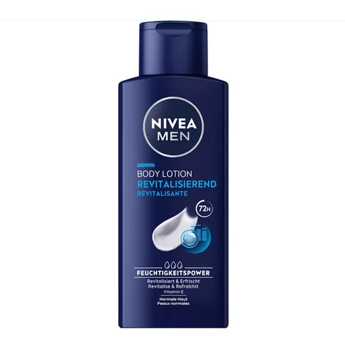 Beiersdorf AG NIVEA Men Body Lotion, revitalisierend - Hautpflegemittel für Herren, versorgt die Haut mit langanhaltender Feuchtigkeit und einem sofortigen Frische-Effekt – ideal für die tägliche Anwendung.