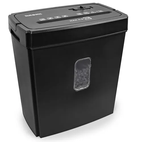 Duronic PS657 Aktenvernichter - Kreuzschnitt Schredder für mehr Datenschutz, zerkleinert bis zu 5 A4-Blätter und bietet einen 15 Liter Papierkorb – ideal für Ihr Home Office.
