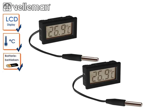 Kombi-Set digitales Einbau-Thermometer mit Temperaturfühler - Praktisches Set für präzise Temperaturkontrolle im Haushalt. Ideal für Einbauanwendungen und einfache Handhabung.