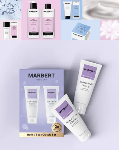 MARBERT Bath & Body Classic Bundle - Hautpflege-Set mit 2x 400 ml, das sanft reinigt und ein samtweiches Hautgefühl verleiht. Genieße den langanhaltend blumigen Duft und schütze deine Haut vor Feuchtigkeitsverlust.