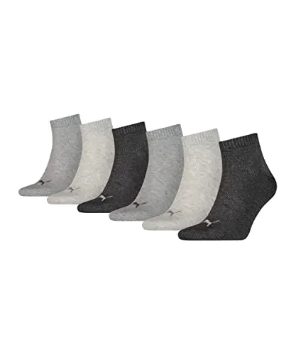 PUMA 6er Pack Unisex Quarter Plain Sportsocken 6P ECOM, 43-46, Grau