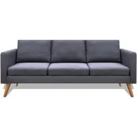 vidaXL 3-Sitzer Sofa aus Stoff in Dunkelgrau - Elegantes Sofa für Warteräume und Gesprächsbereiche. Hochwertige Materialien, abnehmbare und waschbare Sitzkissen sowie breite Sitzfläche für maximalen Komfort.
