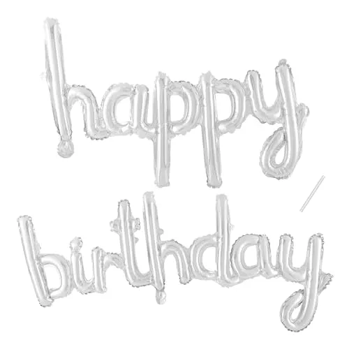 Happy Birthday Ballon,Silber Folienballon Happy Birthday Girlande Deko,Happy Birthday Luftballon Banner für Birthday Party Dekoration,Kinder Männer Frauen