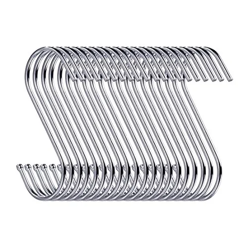 Swatowot 20 Pack Heavy Duty S Hooks, 9 cm S Shaped Hanging Hooks, Hooks for Hanging, Large Hangers for Kitchen, Bathroom, Bedroom and Office