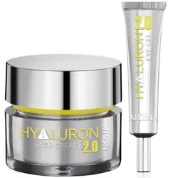 Alcina Hyaluron Set - Gesichtscreme 50 ml + Augen-Gel 15 ml - Gesichtscremes - Optimale Feuchtigkeitspflege mit Hyaluronsäure für ein pralles Hautbild und eine erfrischte Augenpartie. Perfekt für strahlende Haut und entspannte Augen!