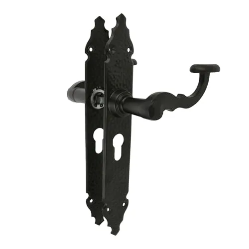 Amig - 2er Set Türgriffe für Durchgangstüren, Mod. 100PB85, 280 x 45 x 3,5 mm, Vierkant, 8 mm, zur Verwendung mit Einsteckschlössern, geschmiedet, aus Zamak, schwarz