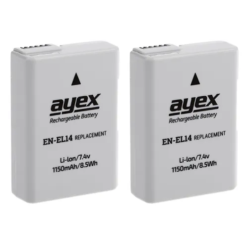 ayex EN-EL14 Akku 2er Set für Nikon P7700 P7100 P7000 D3100 D3200 D5100