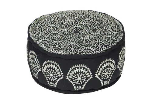 Marrakesch Orient & Mediterran Interior Hocker Amaya - Handgefertigter marokkanischer Pouf in Schwarz-Weiß, ideal als stilvolle Deko und bequemes Sitzmöbel für jedes Zuhause.