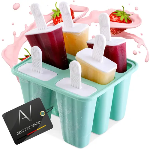 AVANA Eisformen aus Silikon 6 Stück Eis am Stiel Formen Wiederverwendbar Eiscreme Halter Wassereis Eislutscher für Kinder und Erwachsene BPA Frei - Türkis