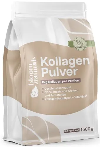 Collagen Pulver 1500g - Hochdosiertes und geschmacksneutrales Kollagen Hydrolysat - Kollagen-Präparate: Hochdosiertes, geschmacksneutrales Pulver mit Peptiden Typ 1 & 3, ideal zur Unterstützung der täglichen Ernährung und zur Erhöhung der Proteinaufnahme.