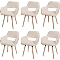 6er-Set Esszimmerstuhl MWC-A50 II - Beige Polsterstuhl - Stühle aus hochwertigem Bouclé-Stoff (450g/m2) für komfortables Sitzen, ideal für Esszimmer und Küchen. Ausgezeichnetes Qualitätsmanagement und sozial verantwortliche Produktion.