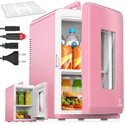 KESSER® 2in1 Mini Kühlschrank Kühlbox 15 Liter - Mini-Kühlschränke mit Kühl- und Heizfunktion, ideal für unterwegs, Büro oder Camping. Dank thermoelektrischem System energieeffizient und langlebig.