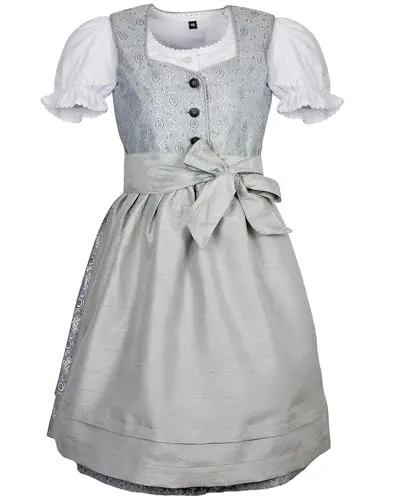 Maddox MADDOX Kinder Dirndl 'Gabriella' 3-tlg. silberfarben 128 - Elegantes 3-teiliges Kinder Dirndl 'Gabriella' in Silber. Perfekt für festliche Anlässe und bietet hohen Tragekomfort dank hochwertiger Verarbeitung.