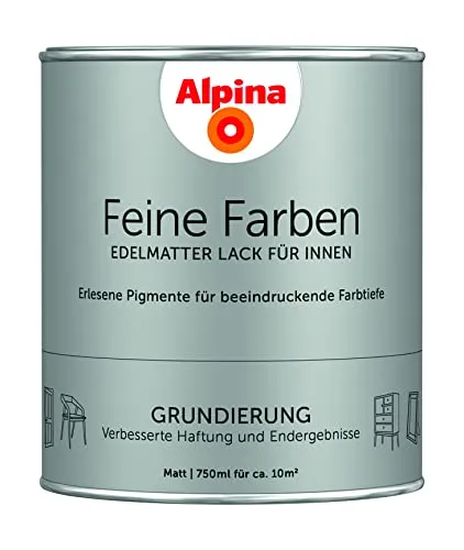 Alpina Feine Farben Lack Grundierung 750ml - Lack Grundierung für Eisen, Holz, Kunststoff und mehr, matt, ideal für den Innenbereich und sorgt für optimale Haftung.