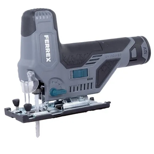 Ferrex 12V Akku-Stichsäge 101028979 - Stichsäge mit 4 Pendelhubstufen für präzise Schnitte, werkzeuglosem Sägeblattwechsel und verstellbarer Bodenplatte - ideal für vielseitige Projekte.