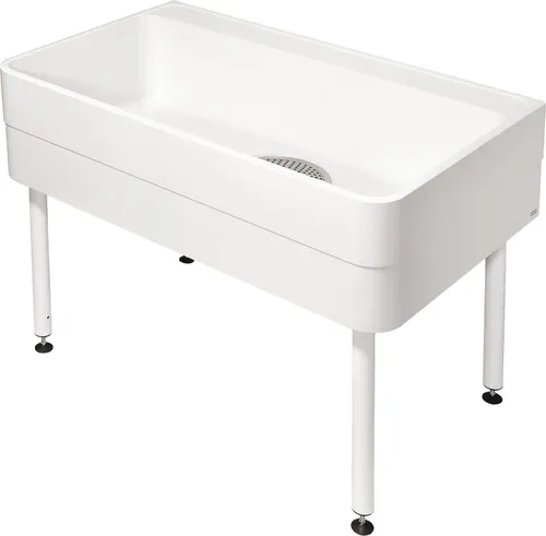 KWC AR Werkraumbecken SIRIUS 1100x800 mm - Hochwertiges Werkraumbecken aus MIRANIT mit glatter Oberfläche, ideal für den professionellen Einsatz. Inklusive herausnehmbarem Schlammfangeimer und robustem Unterbau.