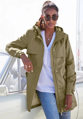 French Connection Outdoorjacke mit Saumschlitz - Nähzubehör: Hochwertige Outdoorjacke in khaki mit verstellbarer Kapuze und praktischem Saumschlitz, ideal für stilvolle Abenteuer.