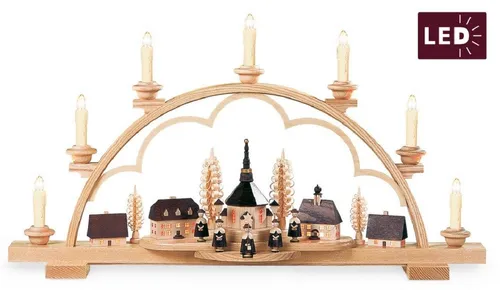 Müller Schwibbogen Seiffener Dorf - Schwibbogen aus Holz, ideal für Indoor-Dekoration, schafft eine gemütliche Atmosphäre und bringt festliche Stimmung in Ihr Zuhause.