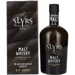 SLYRS Champion Malt - FC Bayern Edition Malt Whisky - Exklusiver Malt Whisky aus Weissbierfässern mit 40% vol. für Champions. Erlebe die süße, malzige Note und den Geschmack des Sieges.