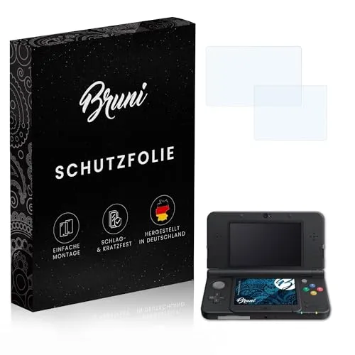Bruni Schutzfolie kompatibel mit Nintendo New 3DS 2015 Folie, glasklare Displayschutzfolie (2er Set)