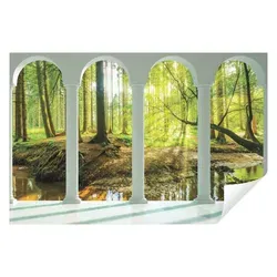Vlies Fototapete 3D Effekt Wald Bach Sonne - Modernes Naturdesign - Tapeten mit 3D Effekt, einfach zu montieren und kinderfreundlich. Brillante Farben und hochwertige Vliesqualität für ein einzigartiges Wohnambiente.