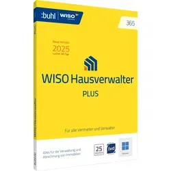 WISO Hausverwalter 365 Plus für 25 Wohneinheiten - Finanzen, Steuer & Recht - Effiziente Buchhaltungssoftware für Hausverwalter, ideal für bis zu 25 Wohneinheiten, einfache Bedienung und 2 Jahre Herstellergarantie.