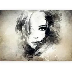 Fototapete Mysterious Girl Grau/Beige