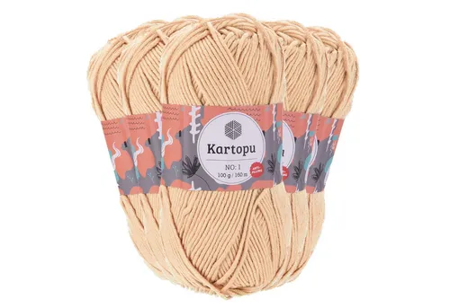 maDDma 5 x 100g Strickwolle Kartopu NO:1 Polyacryl-Wolle Anti Pilling Effekt Häkelwolle, 800 m (Sparpaket), K855 hellbeige