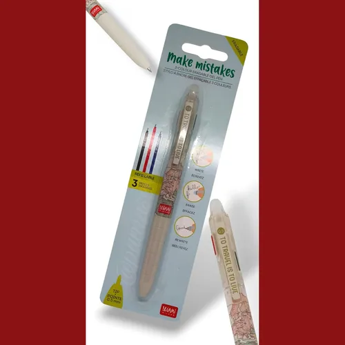 Legami Make Mistakes Gelschreiber – radierbar, 0,5 mm, 3 Farben, Travel Gelstift