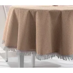 Beautex Tischdecke für Garten, Balkon und Terrasse - Outdoor Tischdecke in ovaler Form, strapazierfähig und rutschfest, ideal für Camping und Gartenfeste, in Beige/Braun, 150 cm x 210 cm