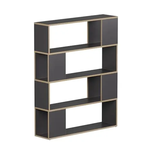Vicco Raumteiler Eneos, Anthrazit/Eiche, 100 x 124.5 cm - Raumteiler-Regal, vielseitig einsetzbar als Bücherregal oder Stufenregal und bringt Ordnung sowie Eleganz in Ihr Zuhause.