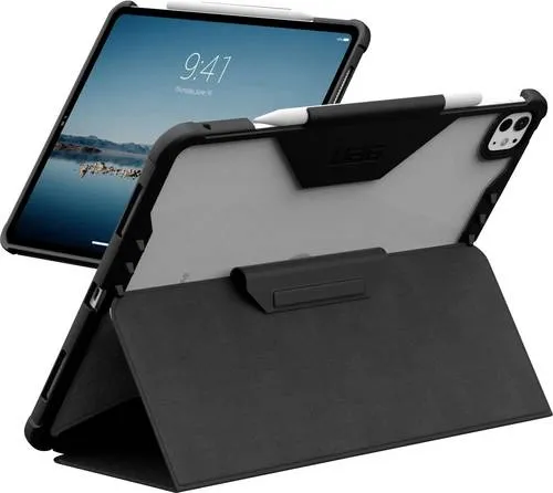 UAG Urban Armor Gear Plyo LT Case für Apple iPad Pro 13" (2024 & 2025) schwarz/ice - Robuste Schutzhülle für iPad Pro 13 Zoll, kompatibel mit M4 und M5, mit integriertem Ständer und Stiftfach. Erfüllt MIL-STD 810G für zuverlässigen Schutz im Alltag.