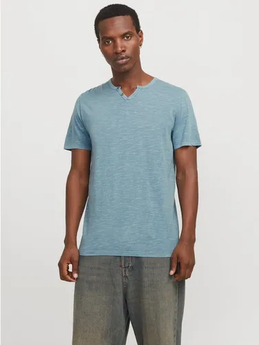 Jack & Jones T-Shirt JJESPLIT NECK TEE SS NOOS mit V-Ausschnitt